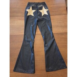 Nasty Gal Faux Leather Flare Pants Women's 0 Stars On Bum Disco Rocker